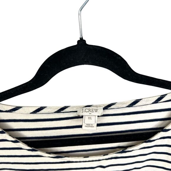 J. Crew Womens Top Striped Navy Cream Short‎ Bell Ruffled Sleeves Sz XXL - Picture 3 of 5